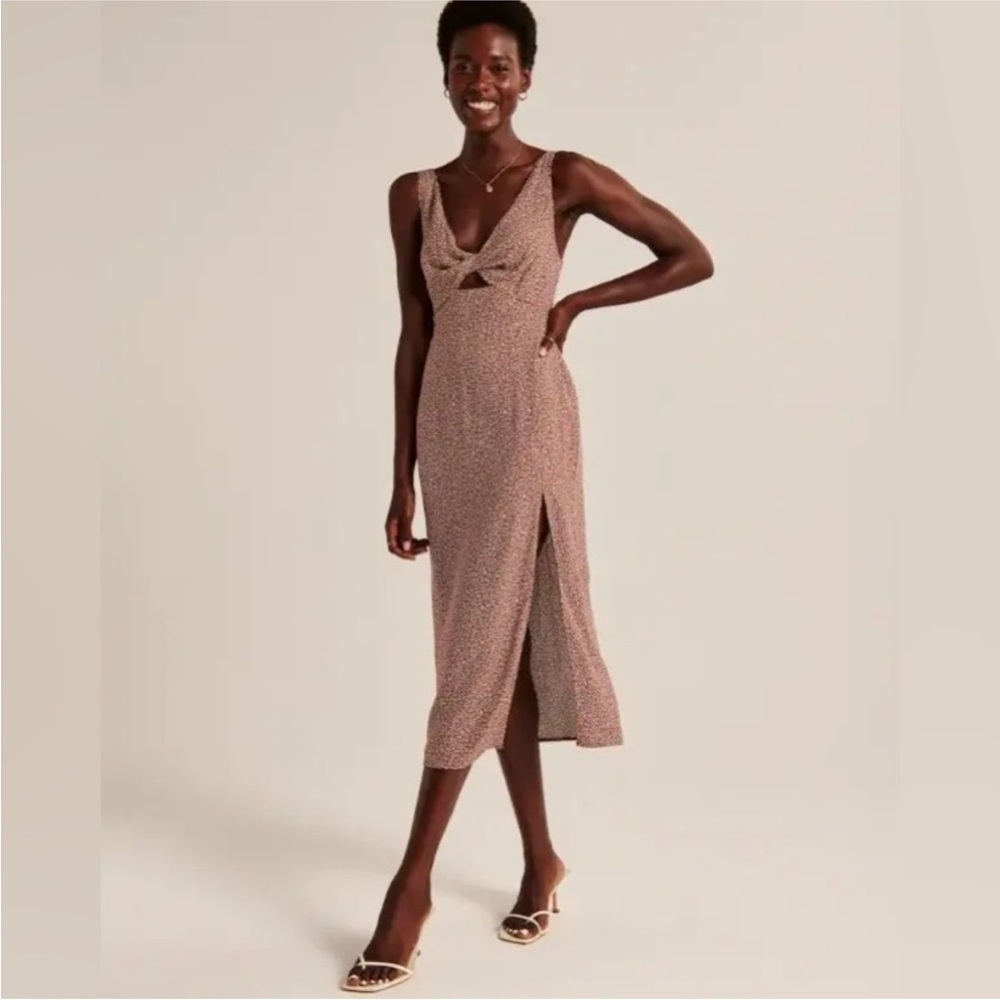 Abercrombie & Fitch Brown Polka dot Midi Dress